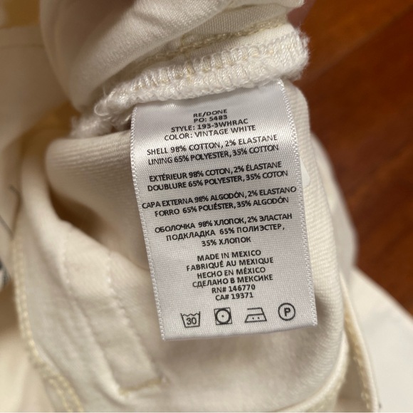 RE/DONE 90s High Rise Ankle Crop, Vintage White, Size 25 - Picture 9 of 11